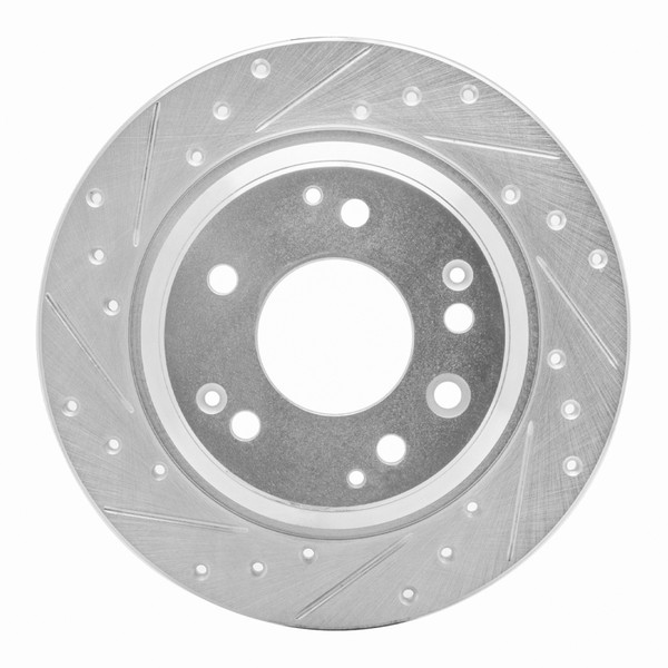 R1 99-01 Acura RL Rear Left Drilled & Slotted Silver Brake Rotor - 631-58016L