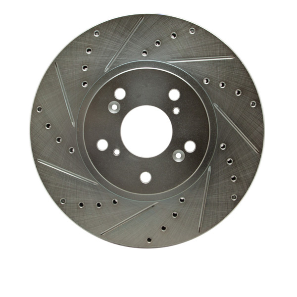 R1 04-08 Acura TL Front Left Drilled & Slotted Silver Brake Rotor - 631-58020L
