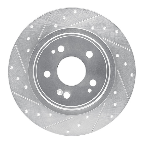 R1 17-20 Acura MDX Rear Left Drilled & Slotted Silver Brake Rotor - 631-58030L