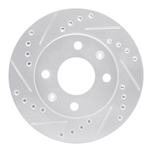R1 83-87 Honda Prelude Front Left Drilled & Slotted Silver Brake Rotor - 631-59003L