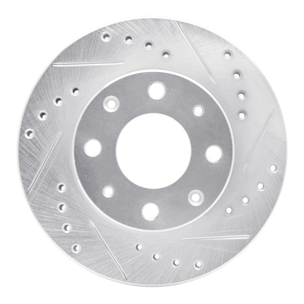 R1 84-06 Honda Insight Front Right Drilled & Slotted Silver Brake Rotor - 631-59005R