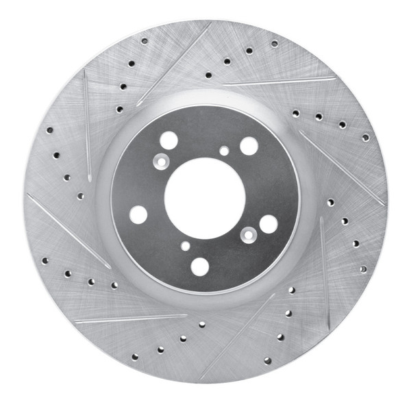 R1 07-20 Acura MDX Front Left Drilled & Slotted Silver Brake Rotor - 631-59053L