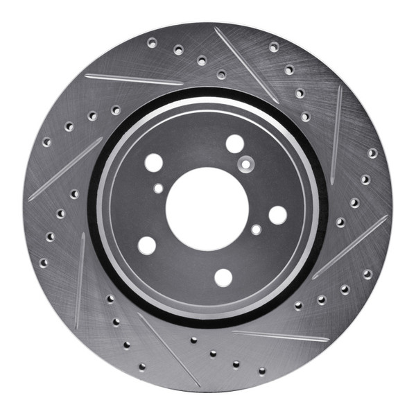 R1 15-25 Acura MDX Front Right Drilled & Slotted Silver Brake Rotor - 631-59058R