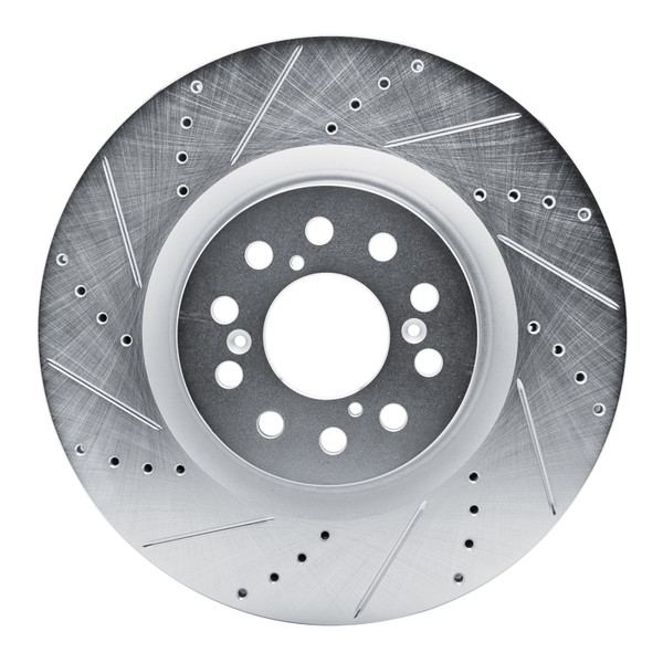 R1 17-25 Acura Integra Front Left Drilled & Slotted Silver Brake Rotor - 631-59065L
