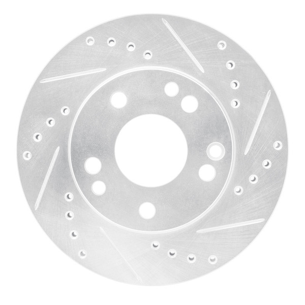 R1 87-93 Mercedes-Benz 190E Front Right Drilled & Slotted Silver Brake Rotor - 631-63012R