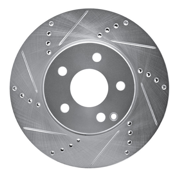 R1 03-09 Mercedes-Benz E320 Front Left Drilled & Slotted Silver Brake Rotor - 631-63050L