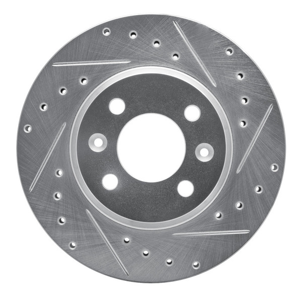 R1 87-93 Saab 900 Front Right Drilled & Slotted Silver Brake Rotor - 631-65005R