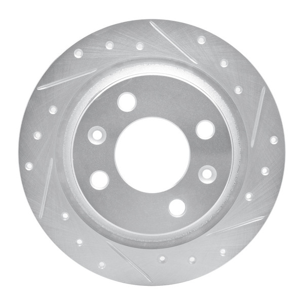 R1 86-98 Saab 9000 Rear Right Drilled & Slotted Silver Brake Rotor - 631-65006R