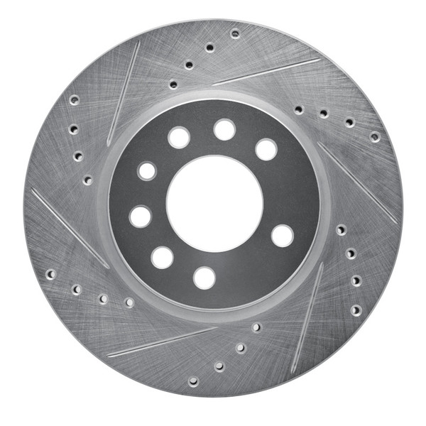 R1 94-96 Saab 900 Front Left Drilled & Slotted Silver Brake Rotor - 631-65008L