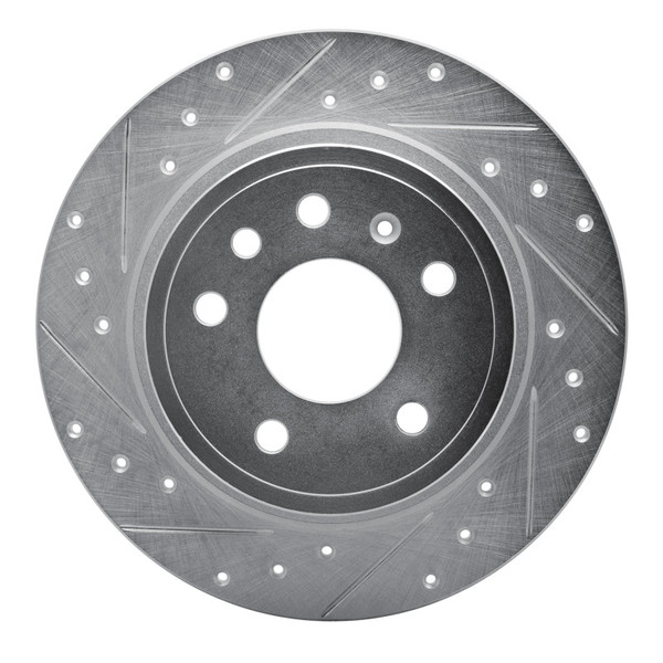 R1 99-10 Saab 9-5 Rear Left Drilled & Slotted Silver Brake Rotor - 631-65012L