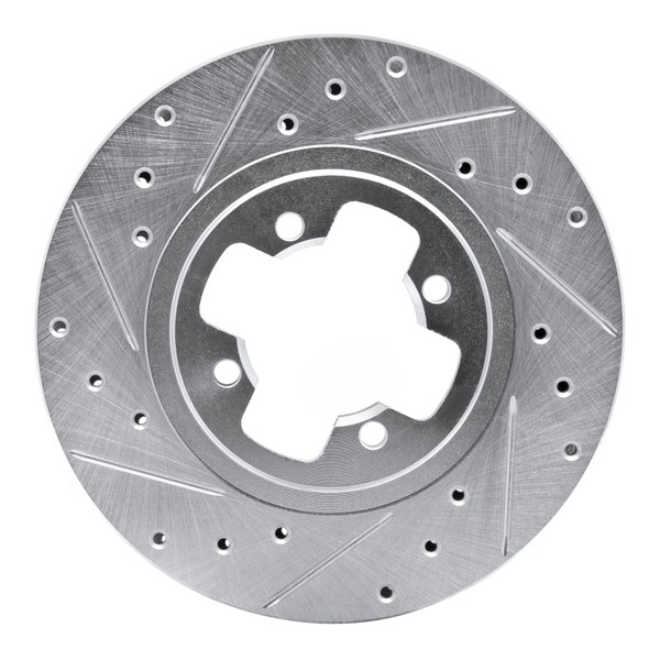 R1 81-88 Nissan Maxima Front Left Drilled & Slotted Silver Brake Rotor - 631-67008L
