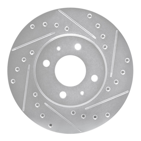 R1 91-94 Nissan NX Front Right Drilled & Slotted Silver Brake Rotor - 631-67041R