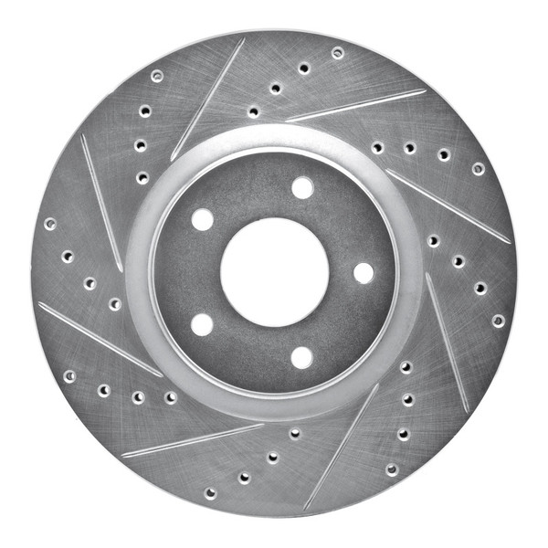 R1 07-17 Nissan Juke Front Left Drilled & Slotted Silver Brake Rotor - 631-67059L