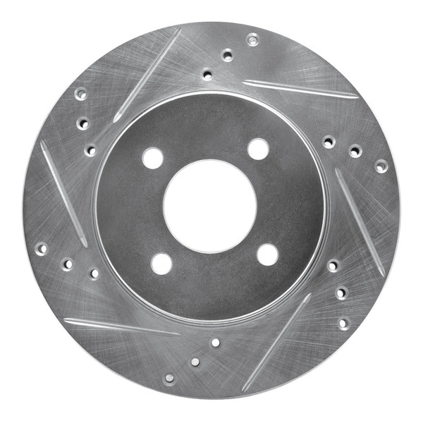 R1 11-25 Nissan Versa Front Left Drilled & Slotted Silver Brake Rotor - 631-67065L