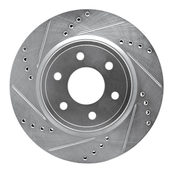 R1 05-25 Nissan Frontier Front Left Drilled & Slotted Silver Brake Rotor - 631-67092L