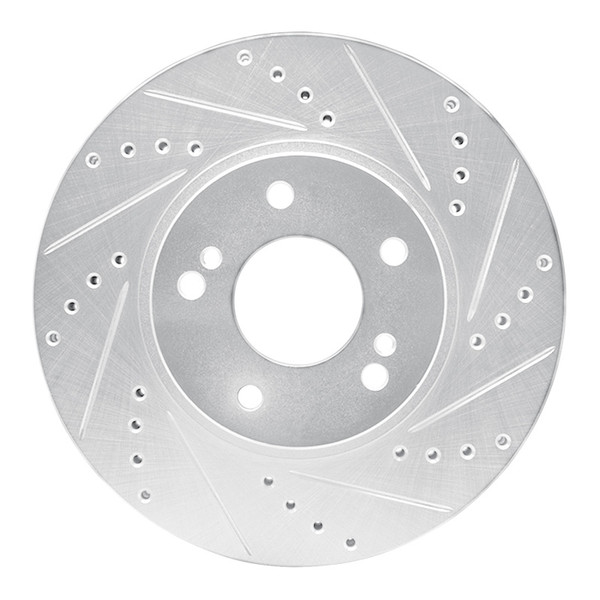 R1 97-01 Infiniti Q45 Front Right Drilled & Slotted Silver Brake Rotor - 631-68005R