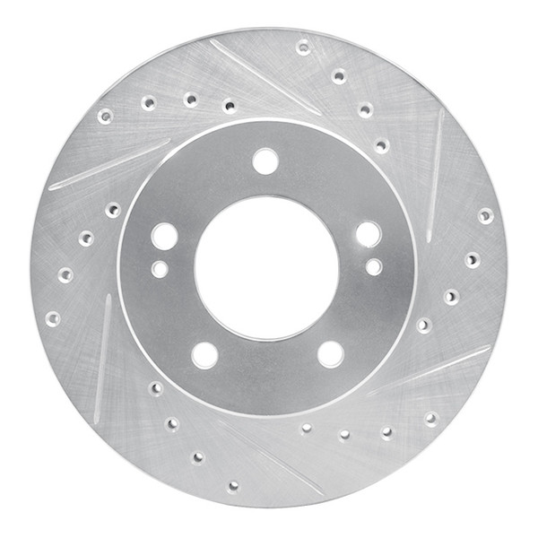 R1 83-89 Chrysler Conquest Front Right Drilled & Slotted Silver Brake Rotor - 631-72004R