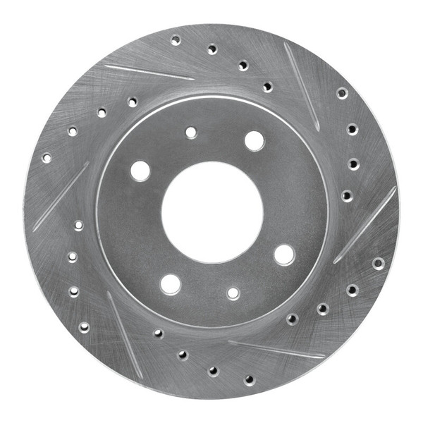 R1 85-91 Dodge 2000 GTX Front Right Drilled & Slotted Silver Brake Rotor - 631-72006R