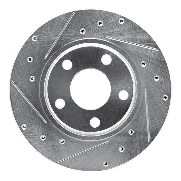 R1 90-93 Mitsubishi Galant Front Left Drilled & Slotted Silver Brake Rotor - 631-72018L