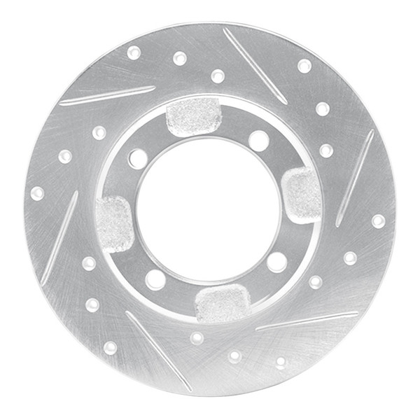 R1 91-92 Dodge COLT Front Right Drilled & Slotted Silver Brake Rotor - 631-72019R