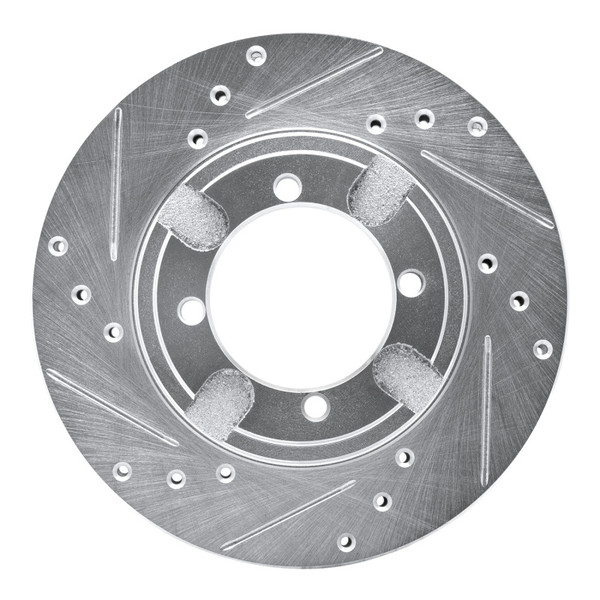 R1 91-92 Mitsubishi Mirage Front Left Drilled & Slotted Silver Brake Rotor - 631-72020L