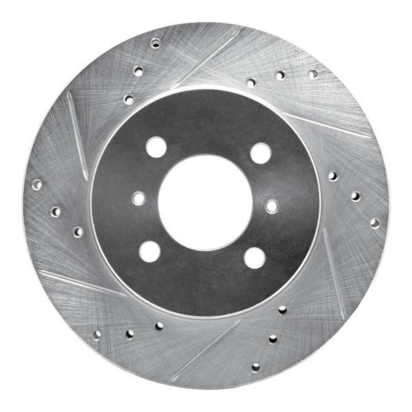 R1 98-07 Mitsubishi Lancer Front Left Drilled & Slotted Silver Brake Rotor - 631-72033L