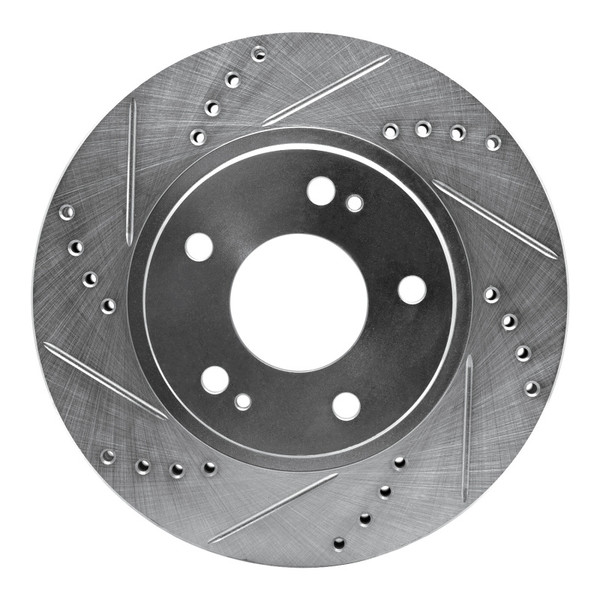 R1 00-24 Chrysler SEBRING Front Left Drilled & Slotted Silver Brake Rotor - 631-72034L