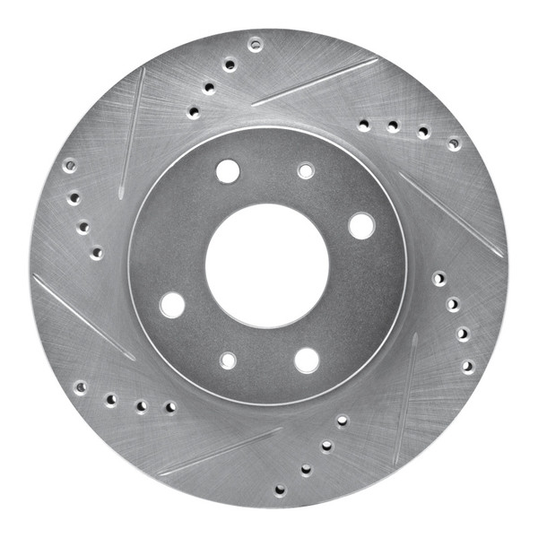 R1 04-04 Mitsubishi Lancer Front Left Drilled & Slotted Silver Brake Rotor - 631-72039L