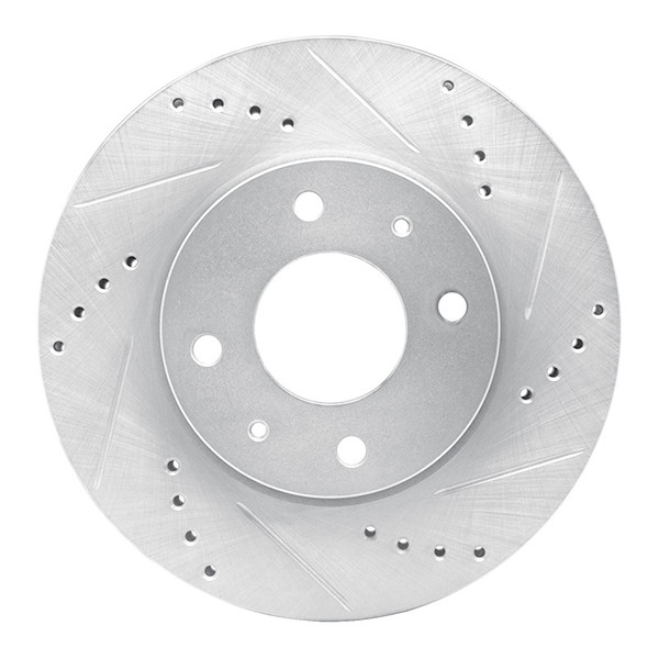 R1 04-04 Mitsubishi Lancer Front Right Drilled & Slotted Silver Brake Rotor - 631-72039R