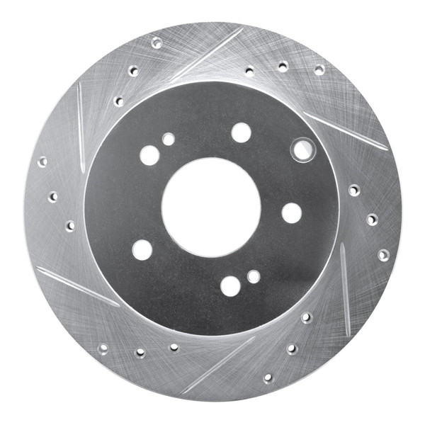 R1 06-12 Mitsubishi Galant Rear Left Drilled & Slotted Silver Brake Rotor - 631-72040L