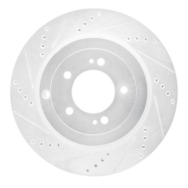 R1 08-15 Mitsubishi Lancer Rear Left Drilled & Slotted Silver Brake Rotor - 631-72042L