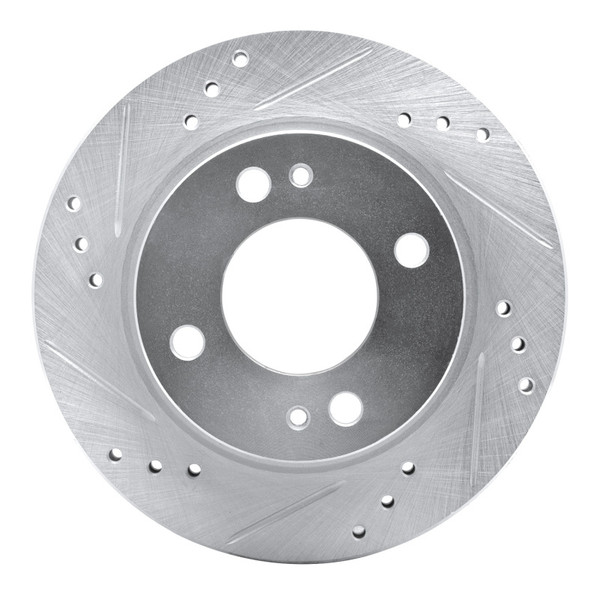 R1 14-15 Mitsubishi Mirage Front Left Drilled & Slotted Silver Brake Rotor - 631-72045L