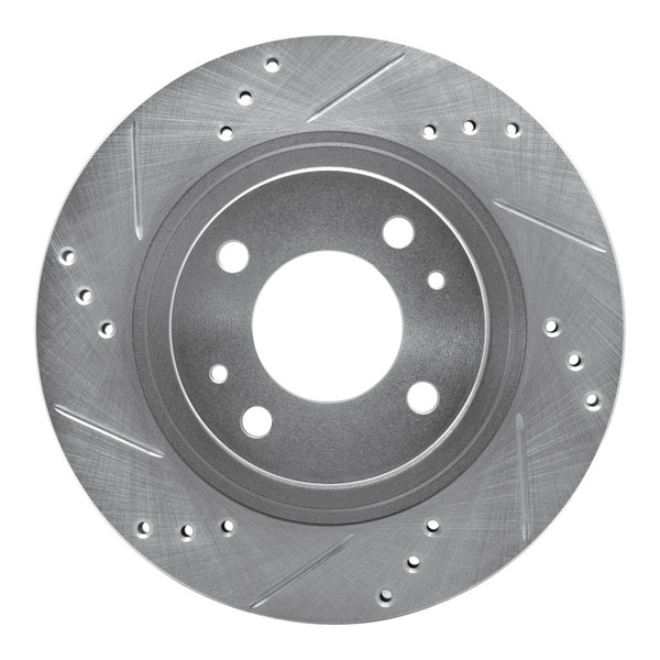R1 12-17 Mitsubishi I-MIEV Front Left Drilled & Slotted Silver Brake Rotor - 631-72046L