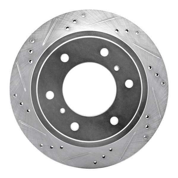 R1 00-06 Mitsubishi Montero Rear Left Drilled & Slotted Silver Brake Rotor - 631-72058L