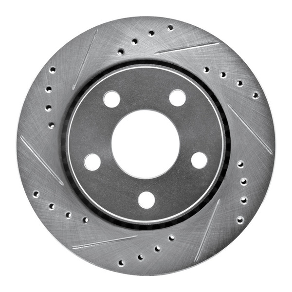 R1 85-91 Audi 200 Quattro Rear Left Drilled & Slotted Silver Brake Rotor - 631-73001L
