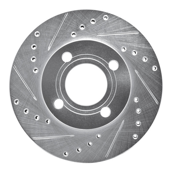 R1 84-87 Audi 4000 Quattro Front Left Drilled & Slotted Silver Brake Rotor - 631-73005L