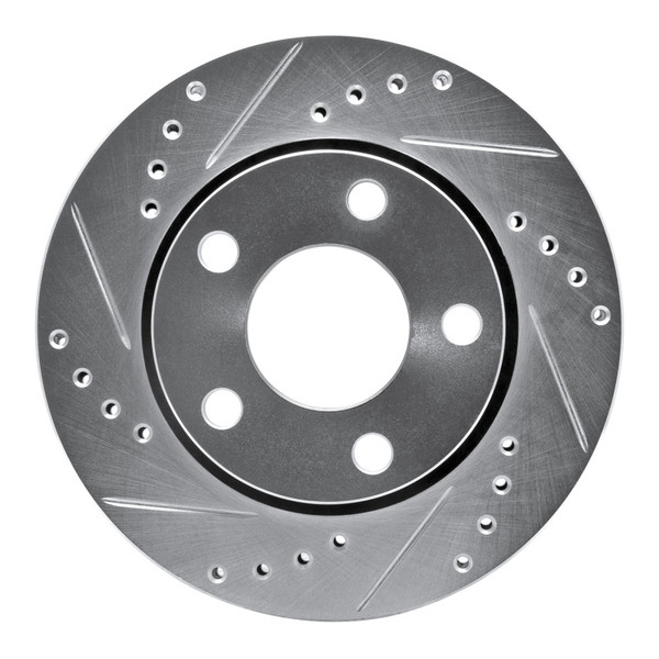 R1 00-02 Audi S4 Rear Left Drilled & Slotted Silver Brake Rotor - 631-73024L
