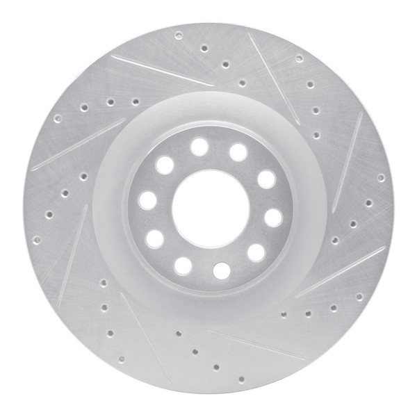 R1 01-03 Audi S8 Front Right Drilled & Slotted Silver Brake Rotor - 631-73026R