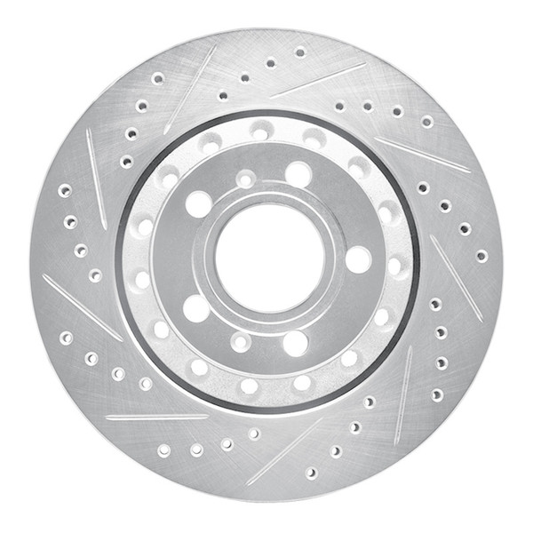 R1 04-10 Audi A8 Rear Left Drilled & Slotted Silver Brake Rotor - 631-73040L