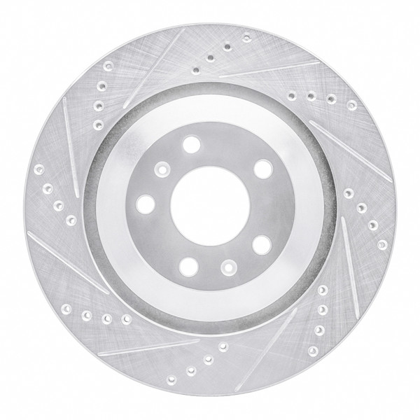 R1 04-18 Audi A8 Rear Left Drilled & Slotted Silver Brake Rotor - 631-73046L