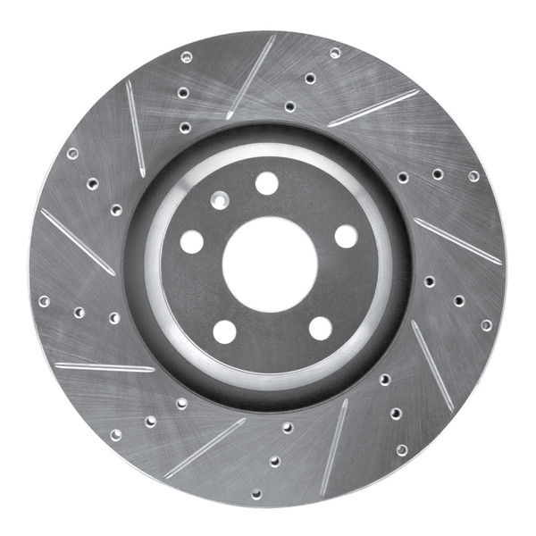 R1 12-15 Audi TTS Quattro Front Left Drilled & Slotted Silver Brake Rotor - 631-73069L