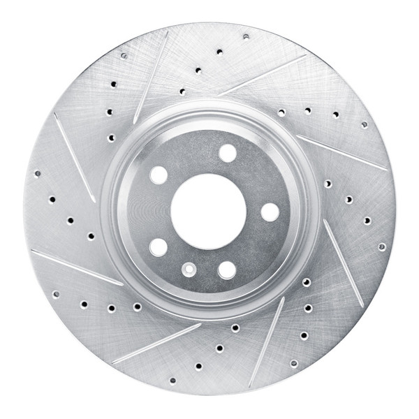 R1 18-25 Audi S5 Front Left Drilled & Slotted Silver Brake Rotor - 631-73083L