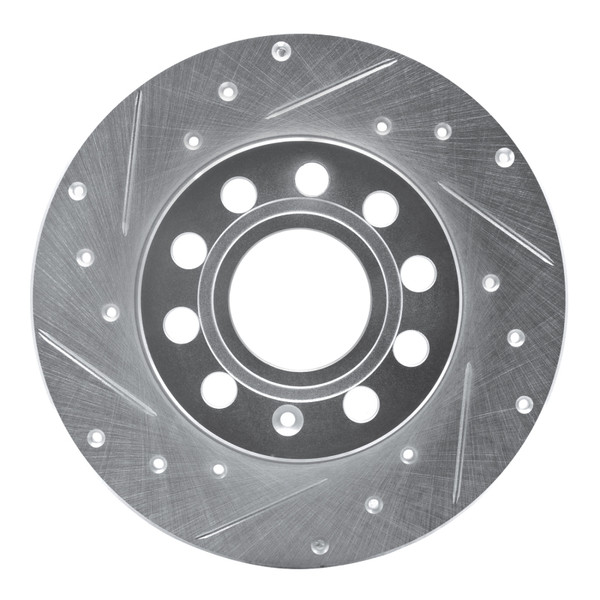 R1 05-13 Audi A3 Rear Left Drilled & Slotted Silver Brake Rotor - 631-74027L