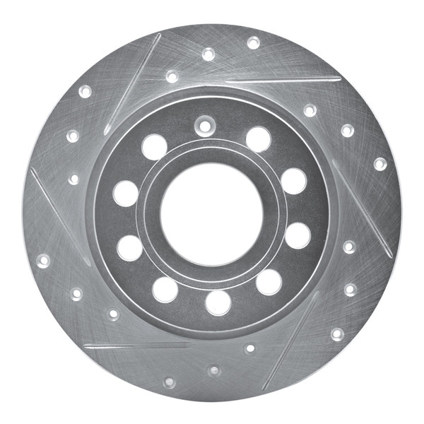 R1 10-19 Audi A3 Rear Left Drilled & Slotted Silver Brake Rotor - 631-74033L
