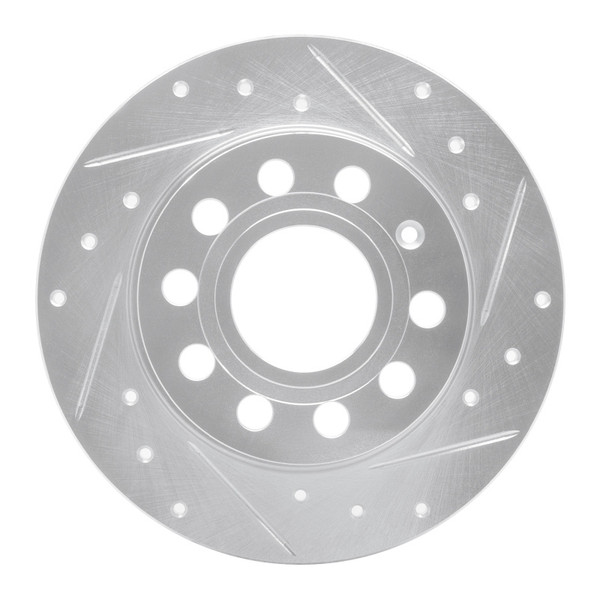 R1 10-19 Audi A3 Rear Right Drilled & Slotted Silver Brake Rotor - 631-74033R