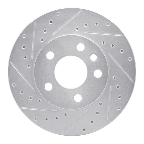 R1 96-00 Volkswagen EuroVan Front Left Drilled & Slotted Silver Brake Rotor - 631-74043L