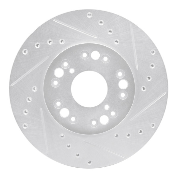 R1 91-92 Lexus LS400 Front Right Drilled & Slotted Silver Brake Rotor - 631-75002R