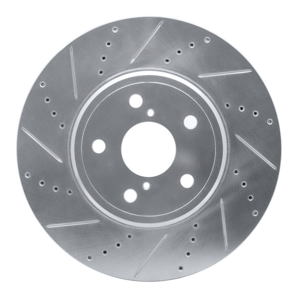 R1 01-06 Lexus LS430 Front Left Drilled & Slotted Silver Brake Rotor - 631-75009L