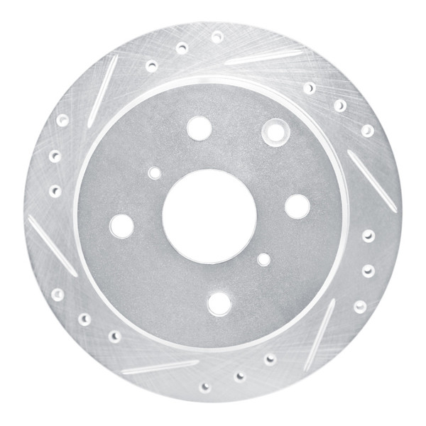 R1 83-84 Toyota Cressida Rear Left Drilled & Slotted Silver Brake Rotor - 631-76019L