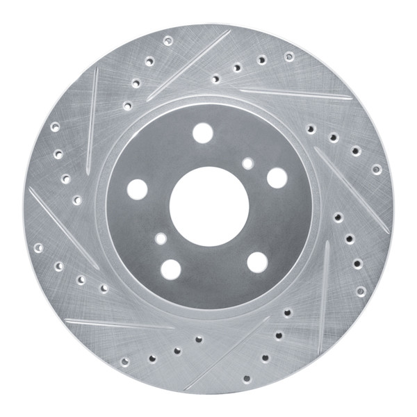 R1 86-92 Toyota Supra Front Left Drilled & Slotted Silver Brake Rotor - 631-76028L